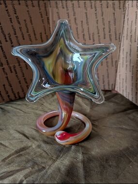 Multicolor Star-Shaped Glass Art Vase